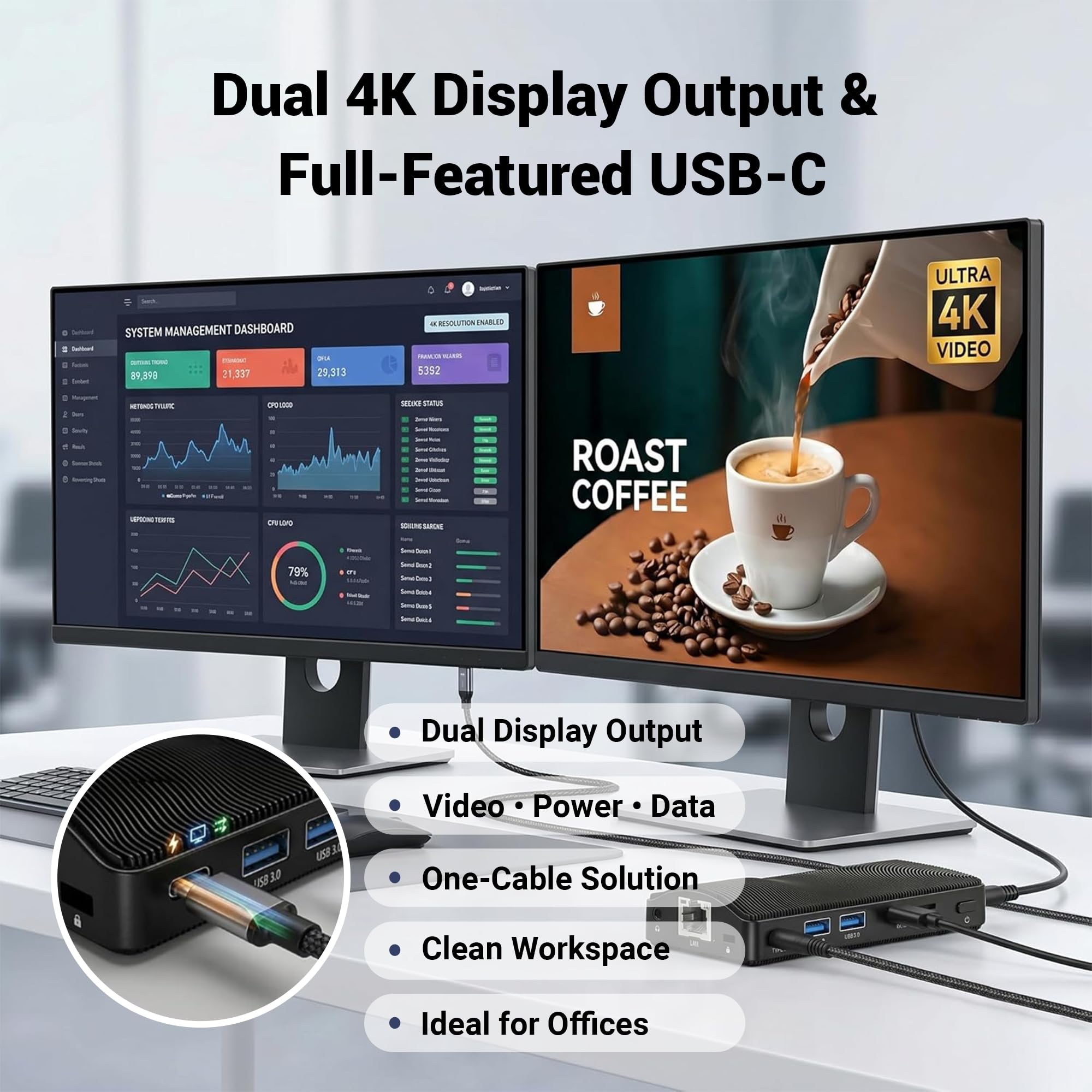 Mini PC Stick, Win 11 Celeron J4105 8GB RAM 128GB eMMC 2.7GHz, USB-C Fanless Desktop PC, USB 3.0 X 2, RJ45 Gigabit Ethernet 4K 60Hz, WiFi BT 5.2, HDMI 2.0 per Business, Casa, Ufficio
