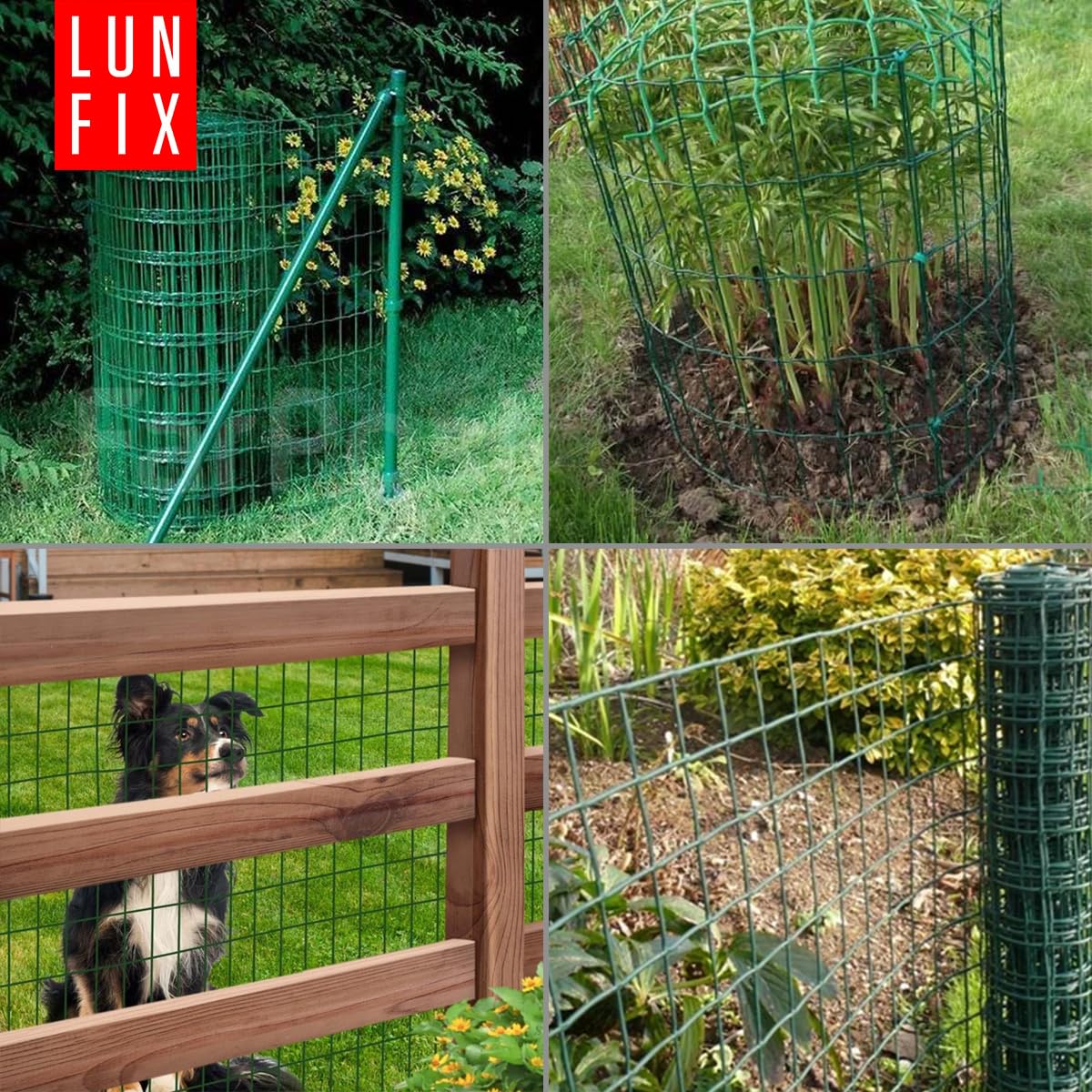 Maschendrahtzaun - verzinkter Stahl Grün PVC-beschichtet, 100 x 50 mm, Ø 2.2 mm, 120 cm x 10 m, Gartenzaun Hundezaun Wildzaun Hühnerzaun Drahtgitter Zaun Schweißgitter, Lun Fix