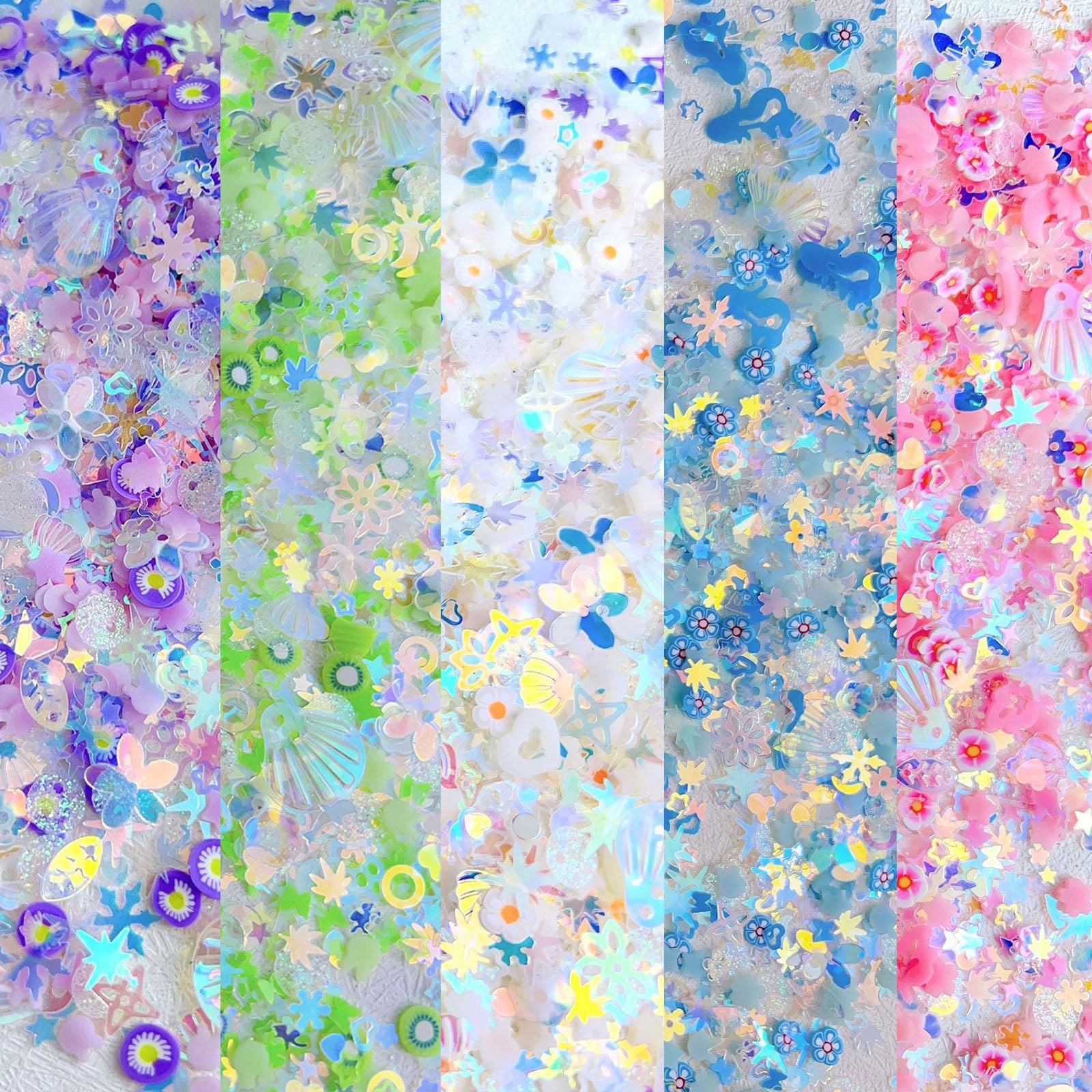 10 PCS Sequins Glitter, Craft Glitter for DIY Slime, Bath Ball, Nail Art, Card Making, Resin, Cellphone Decorations, DIY Art Crafts Making Embellishments