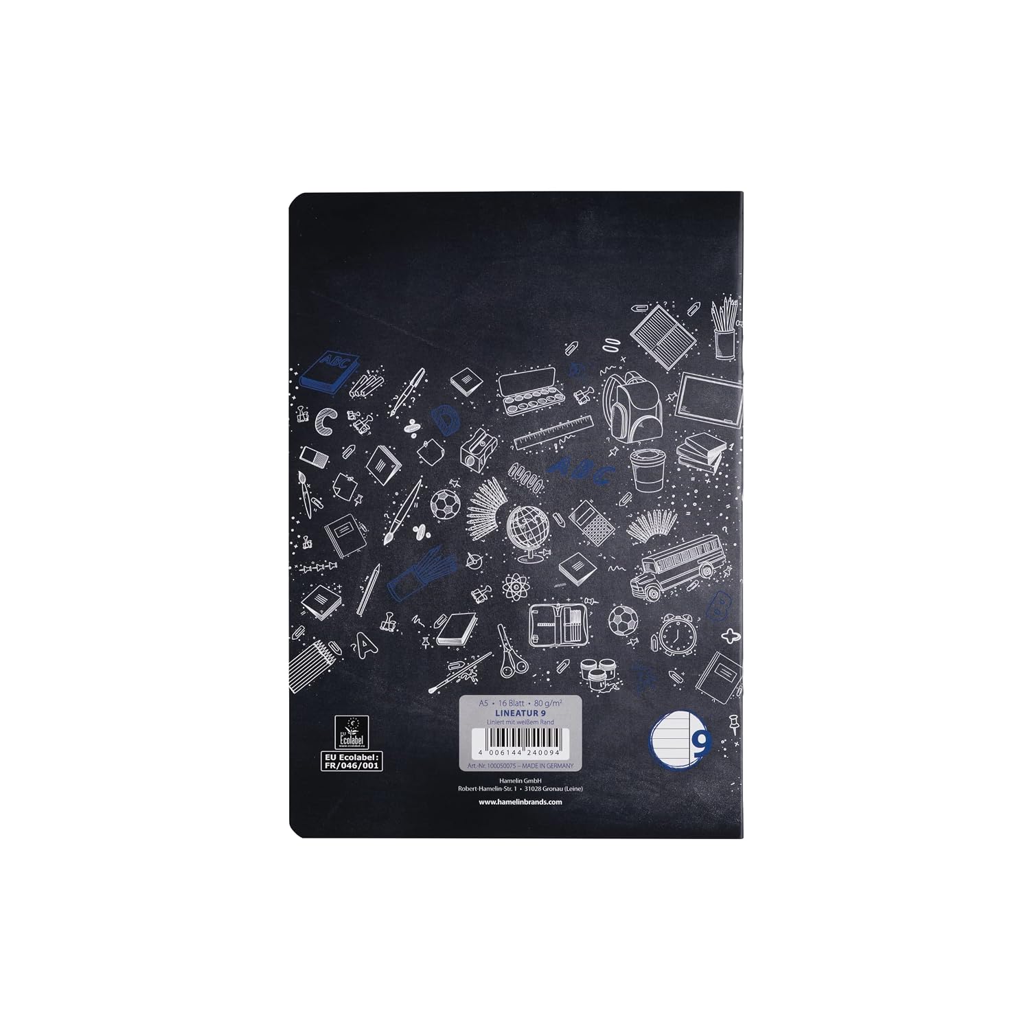 Landre 100050075 School Notepad A5 (16 Lined Sheets of 80 g/m² Fine, Wood-Free Writing Paper with Type 9 Ruling and Margin) Pack of 10 in 3 Assorted Designs