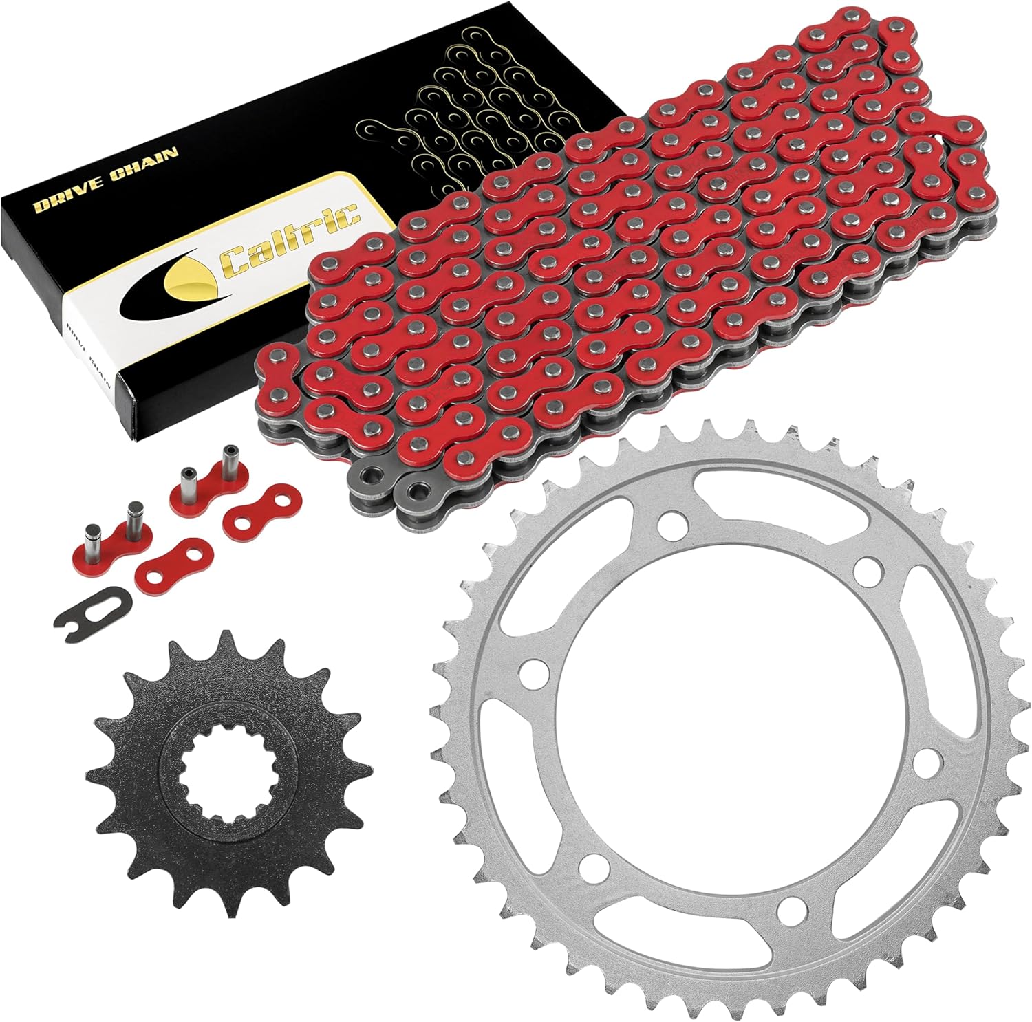 Caltric Red Drive Chain and Sprocket Kit Compatible With Yamaha YZF-R1 1998-2003 530-Chain Type