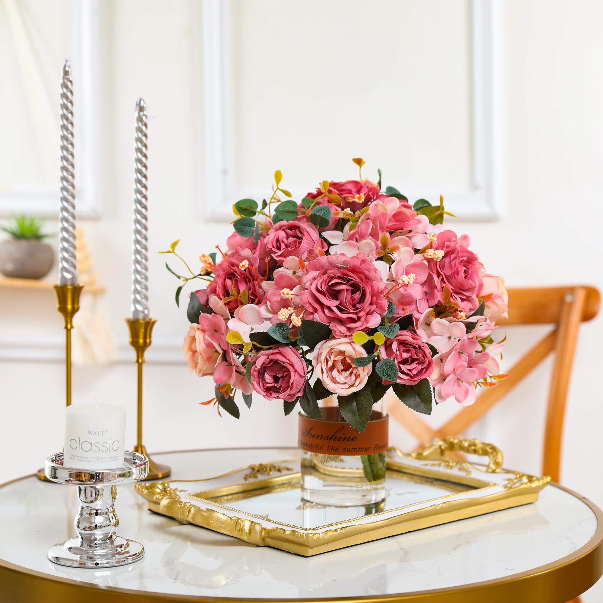 Lot De 4 Bouquets Pivoines Artificielles En Soie - Rose Et Violet - Décoration Mariage, Maison, Fête