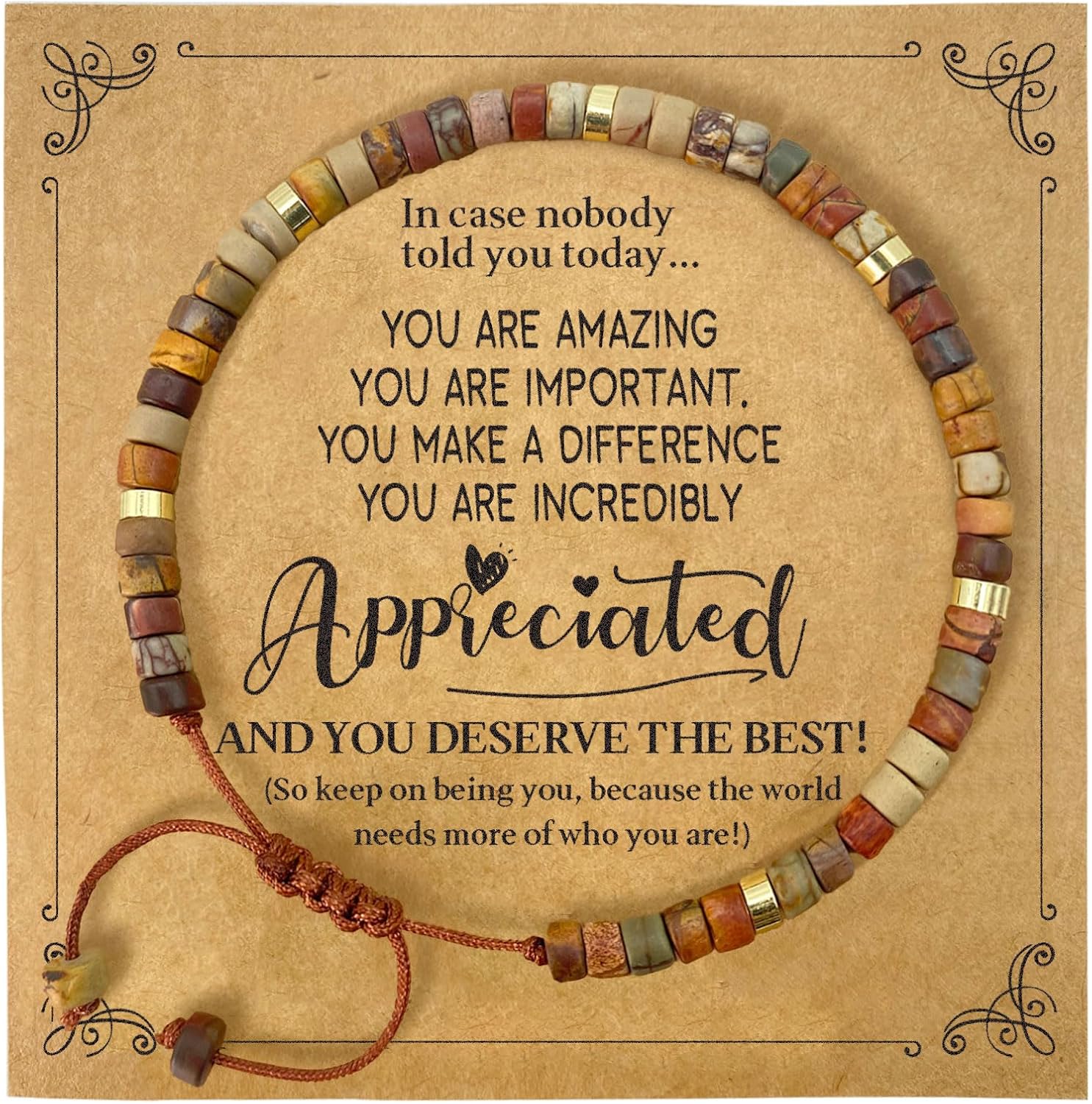 yupoxiu Inspirational Gifts Healing Natural Stone Bracelets - Thinking of You, Get Well Soon Encouragement Gifts Strength Bracelets for Women Friends Sister, Christmas Stocking Stuffers Thanksgiving Basket