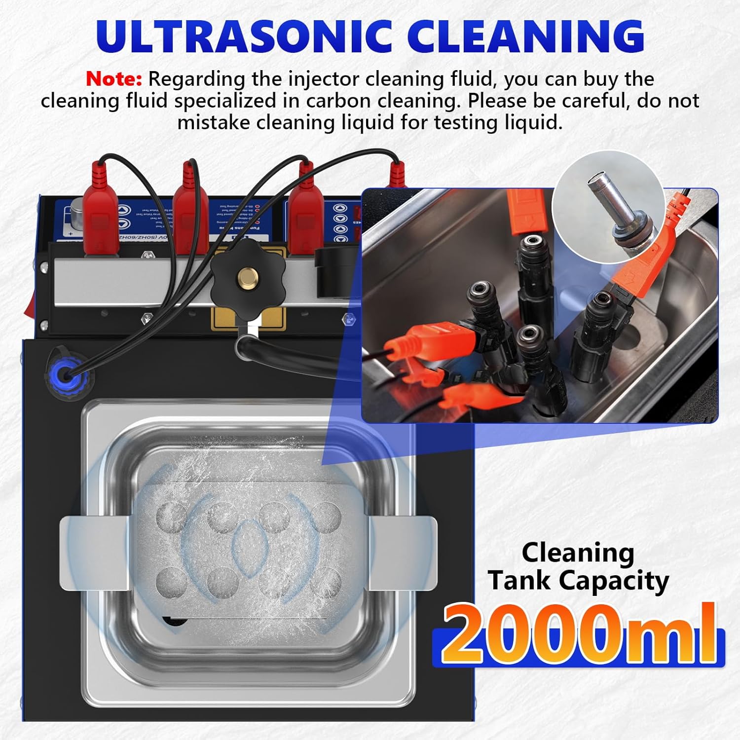 Mrcartool V308 Fuel Injector Cleaner Machine 4-Cylinder Injector Cleaner Tester 110V Heated Ultrasonic Fuel System Injection Cleaning Kit for Diesel Gasoline Car Motorcycle