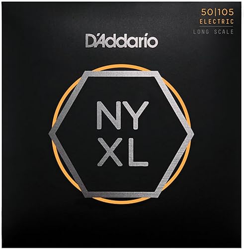 D'Addario Cuerdas para Bajo, NYXL Chapadas en Níquel, NYXL50105, Calibre Medio 50-105, Escala Larga, Set de 4 Cuerdas, Paquete de 1