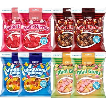 Nordthy Zuckerfreier S igkeiten-Mix 580g   Original d nisches Fruchtgummi ohne Zucker   Kalorienarme Gummib rchen Colaflaschen Herzen & Mini-Gums