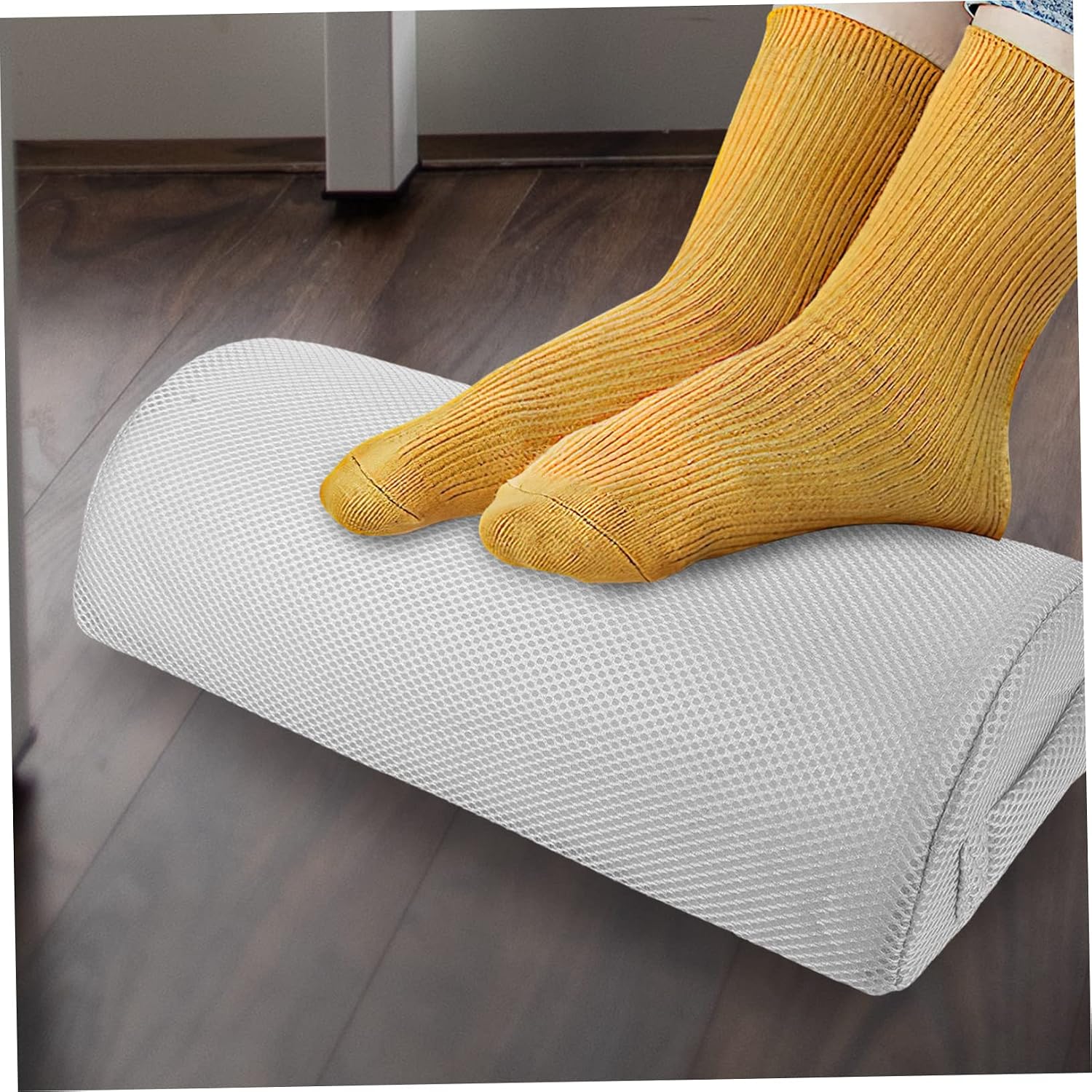 Semi Roll Leg Support Pillow with Breathable Gray Mesh Cover Ergonomic Knee and Lumbar Cushion for Home Use Lightweight Portable Foot Rest Promote Circulation