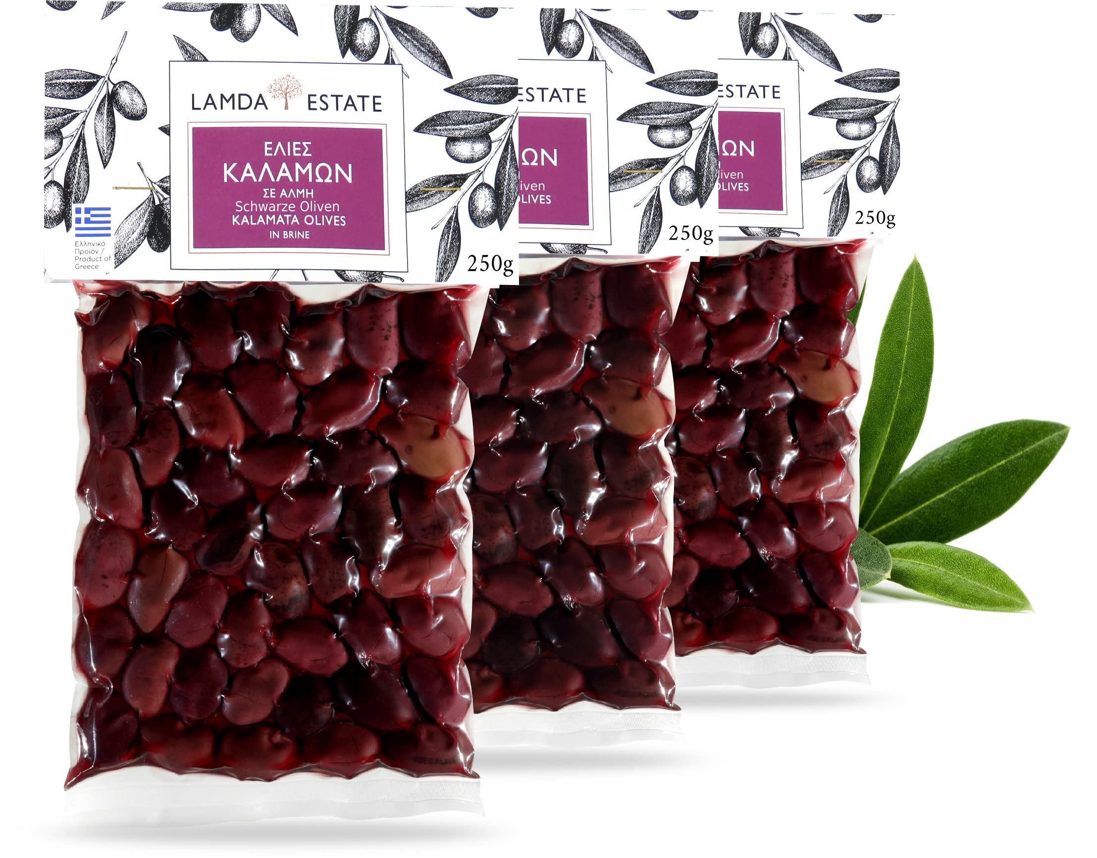 Lamda Estate - schwarze griechische Oliven Kalamata mit Stein