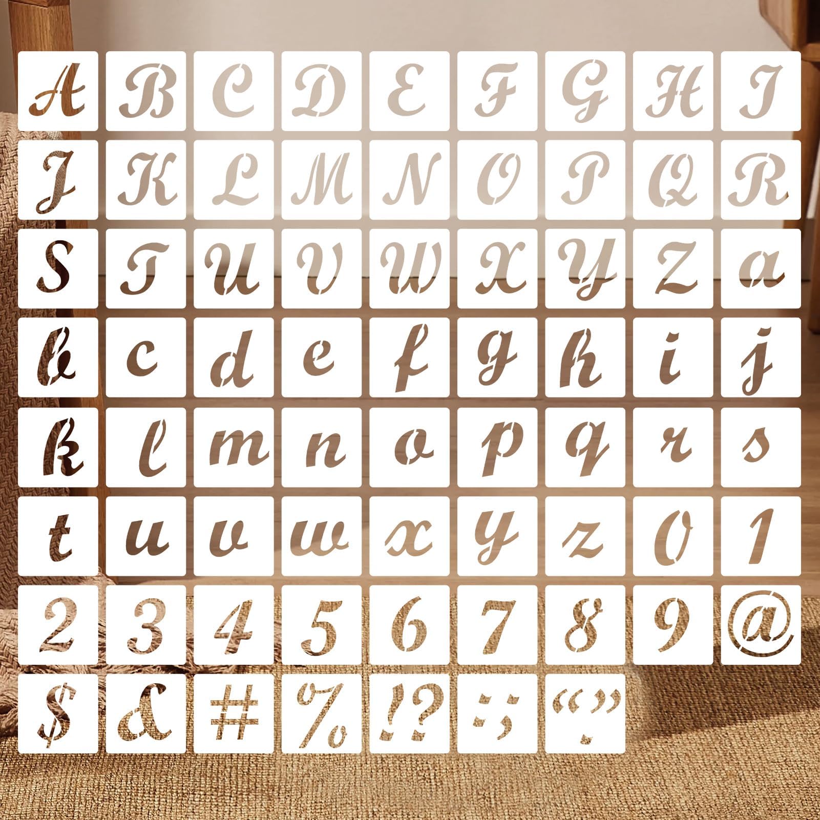 2 Inch Alphabet Stencils – 70 PCS Reusable Letter, Number & Symbol Templates for Painting on Wood, Chalkboards, Wall Art, and DIY Crafts