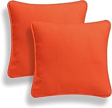Set of 2-100% Cotton Plain Cushion Covers, Decorative Double sided Square Cushion covers/Pillow cover for Sofa Bed Home Decor in 16" 18" 20" Size & Multiple Colors (Orange, 16x16)