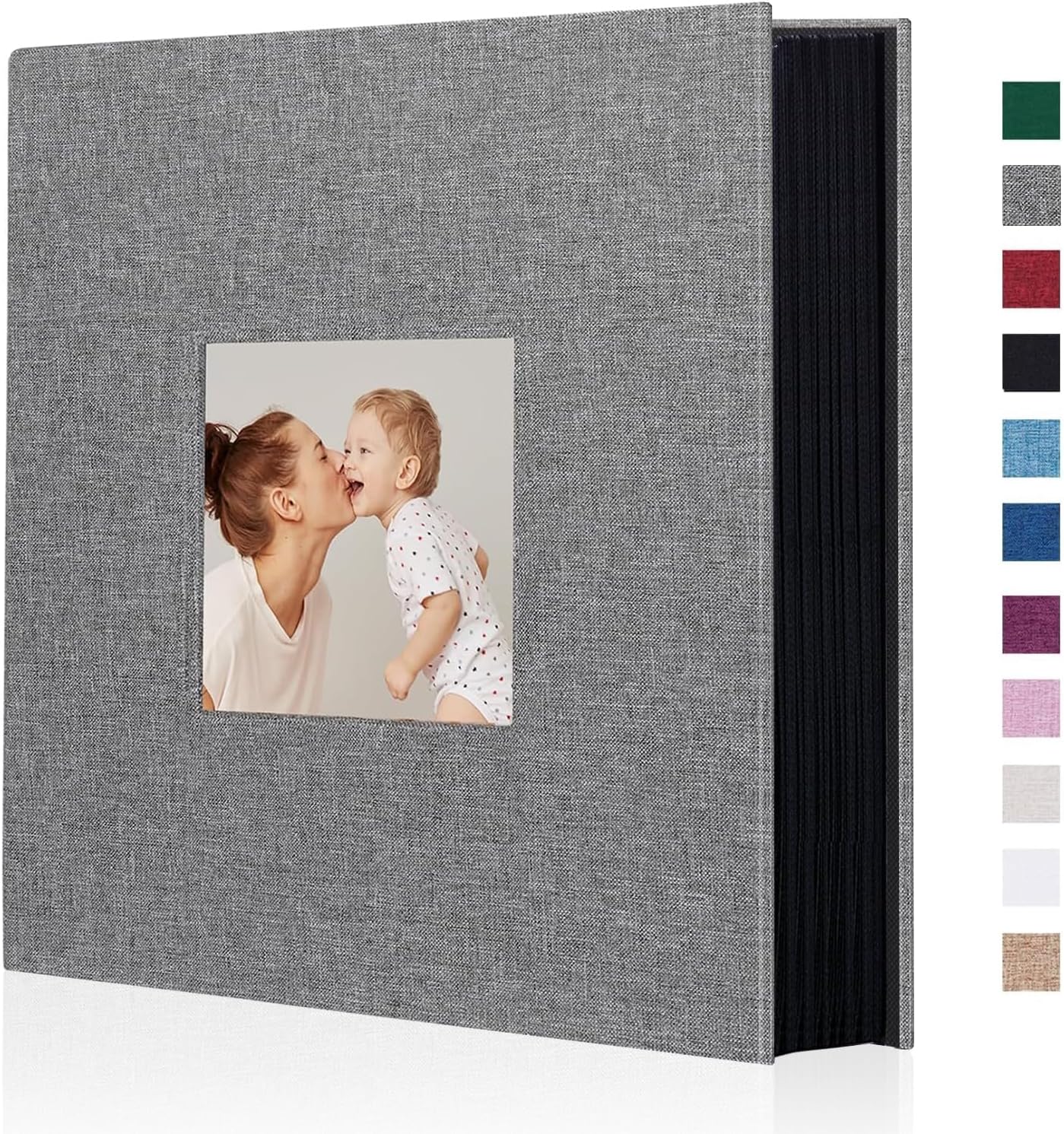 Artmag Fabric Photo Album 4x6 400 Large Capacity for Family Wedding Anniversary Linen Album Holds 400 Vertical Photos (400 Pockets, Grey)