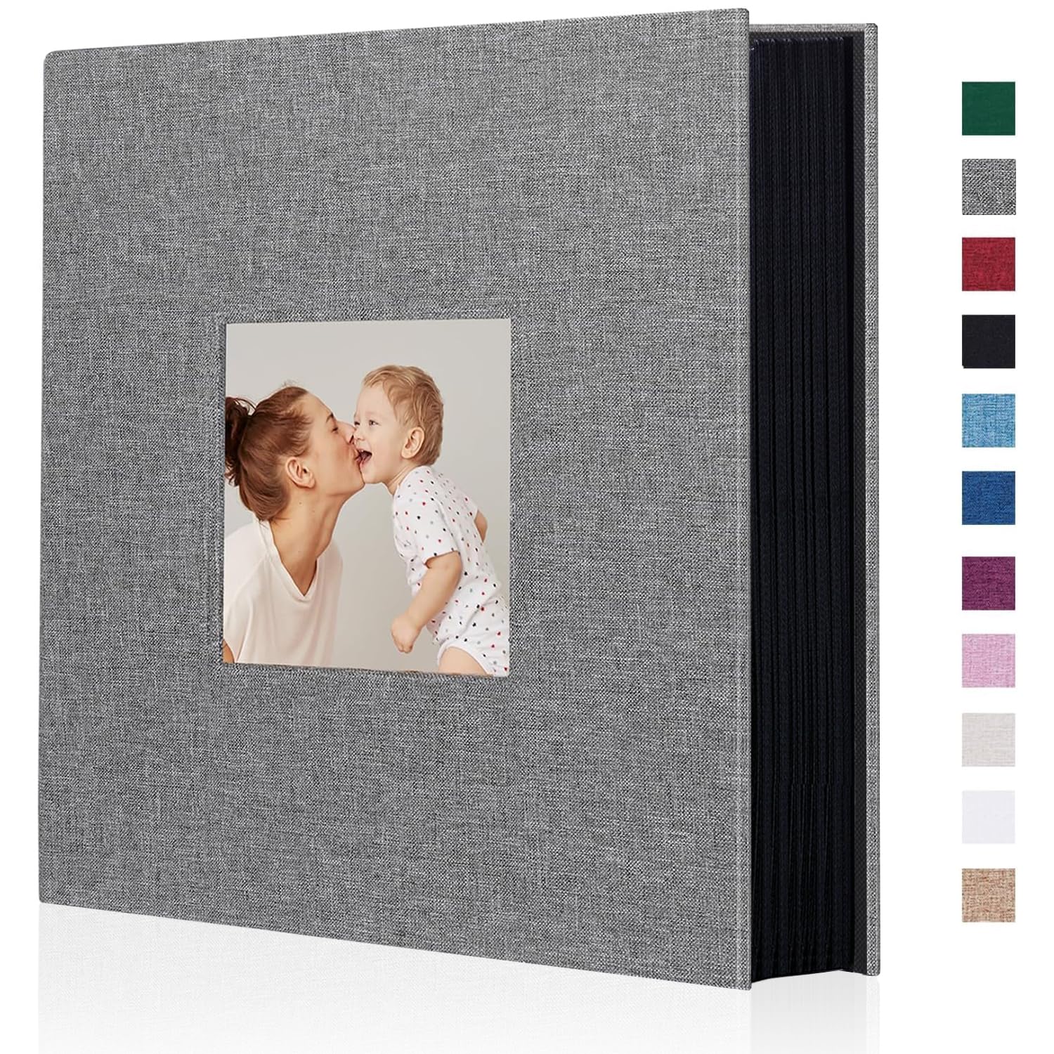 ArtmagFabric Photo Album 4x6 400 Large Capacity for Family Wedding Anniversary Linen Album Holds 400 Vertical Photos (400 Pockets, Grey)