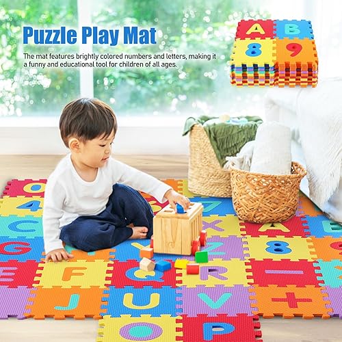 Miniatura 2 de Toyvian Tapete de espuma ABC, 40 piezas, con números del alfabeto, rompecabezas para bebé, tapete de juego de espuma para niños pequeños, tapete