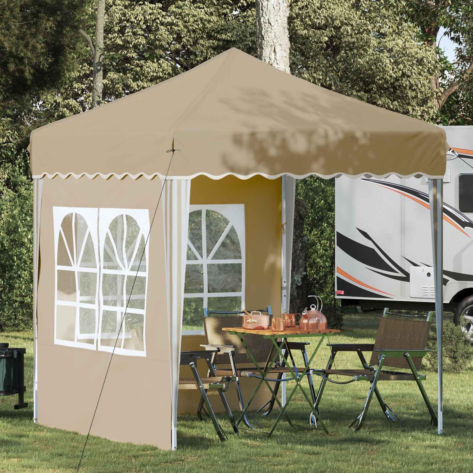 Namiot imprezowy Pop-up z tkaniny Oxford, 195 x 195 x 245 cm, z ochroną przed promieniowaniem UV, odporny na warunki atmosferyczne, stabilna metalowa rama, idealny na imprezę w ogrodzie
