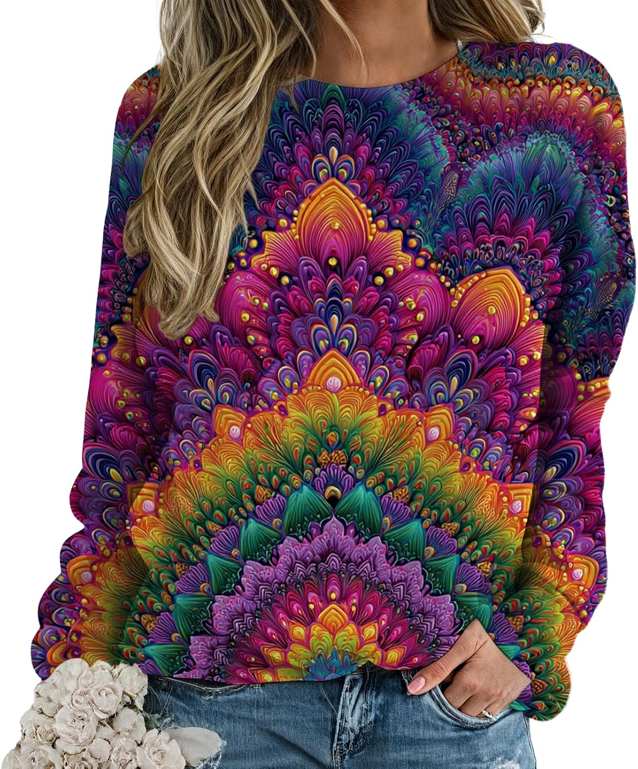 Womens Mardi Gras Tops Funny Print Crewneck New Orleans Carnival Sweatshirts Plus S...