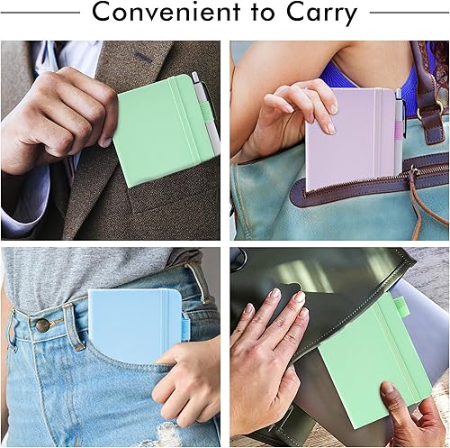 Miniatura 5 de feela 3 Pack Pocket Small Notebook Journals, Mini Cute Hardcover College Ruled Notepad Women Office Supplies, with 3 Black Pens, 3.5”x 5.5”, A6,