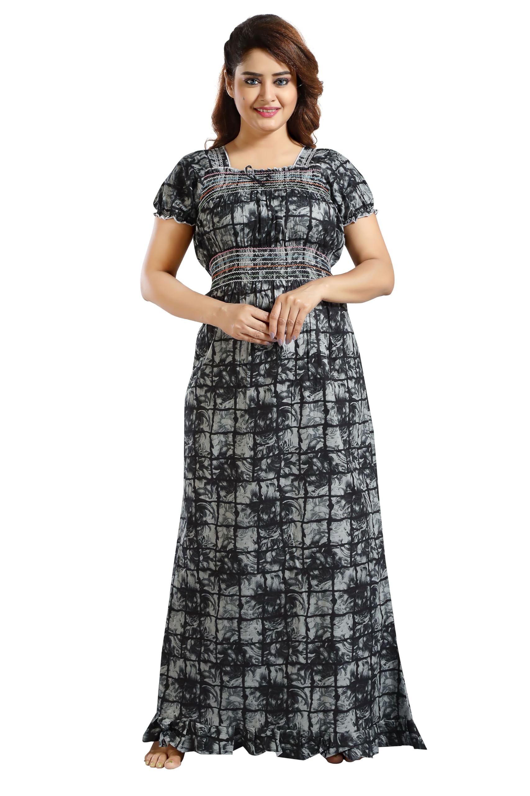 Hatiware ナイト、クイーン、キング Buy NIGHTY KING Women's Pure Cotton All-Over Printed Nighty Gown's
