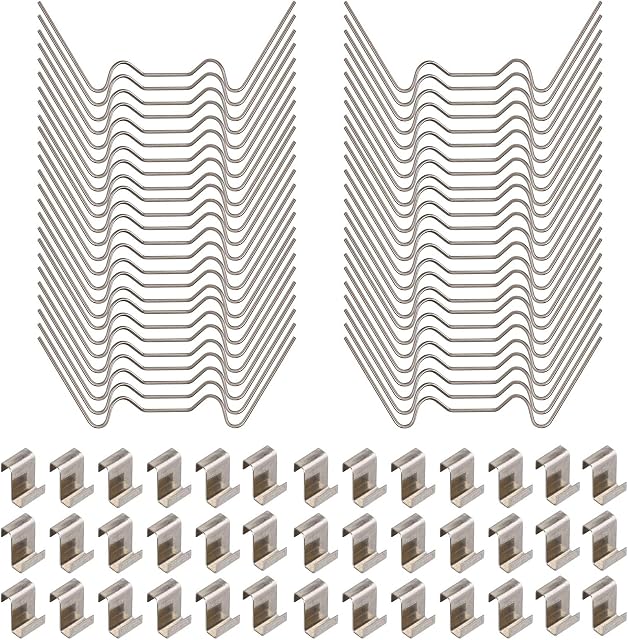100Pcs Greenhouse Clips for Glass, Stainless Steel Greenhouse Glass Pane Fixing Clips Include 50 Pieces Glazing Clips W Wire Clips and 50 Pieces Z Overlap Clips