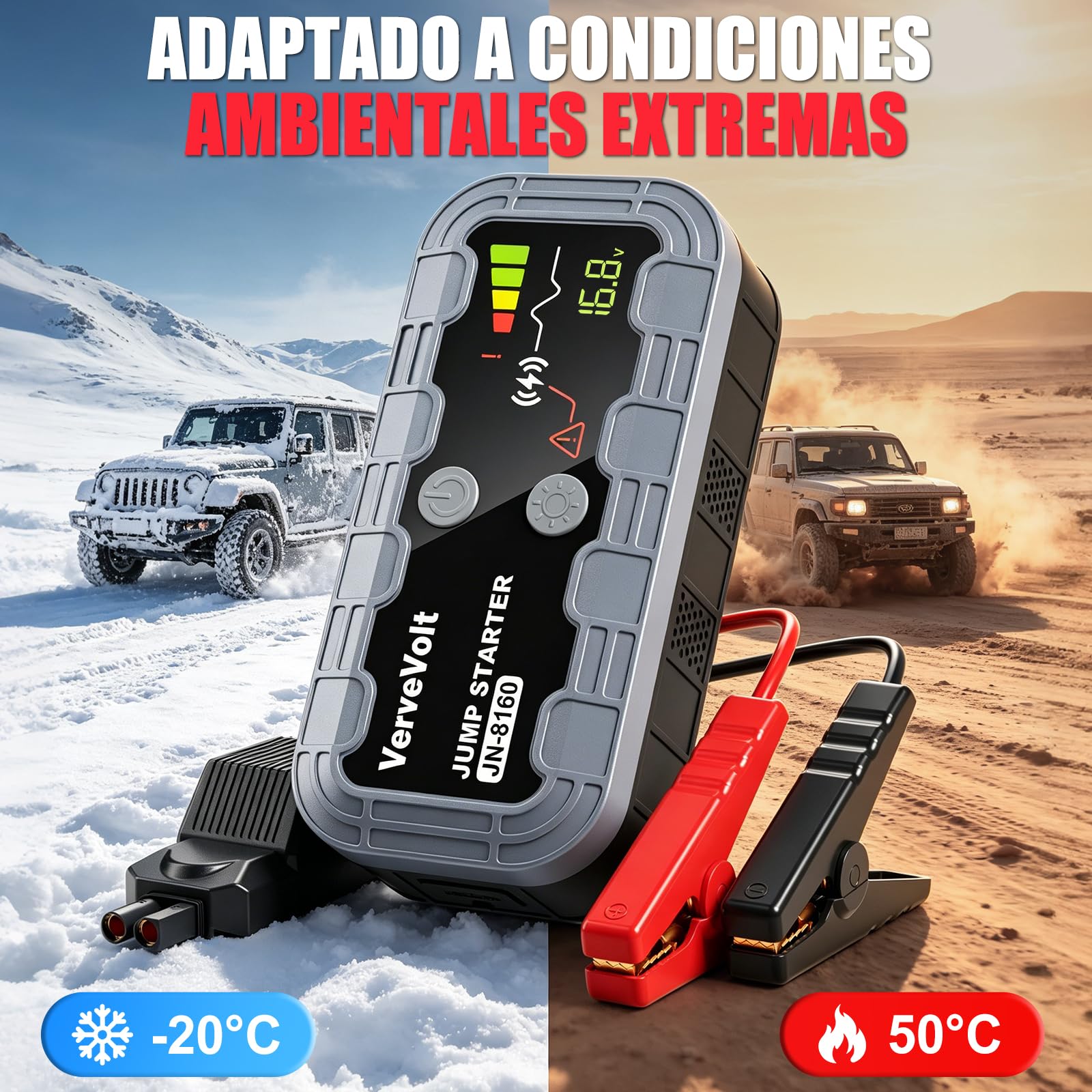𝐎𝐟𝐞𝐫𝐭𝐚 𝐟𝐥𝐚𝐬𝐡 𝟭𝟬𝟬𝟬𝟬𝗔 Arrancador de Baterias de Coche - Arrancador de Coches Portatil(10L Gas & 9L Diesel), Booster Bateria Grand éCran LCD y Linterna LED, Car Jump Starter, Upgrade