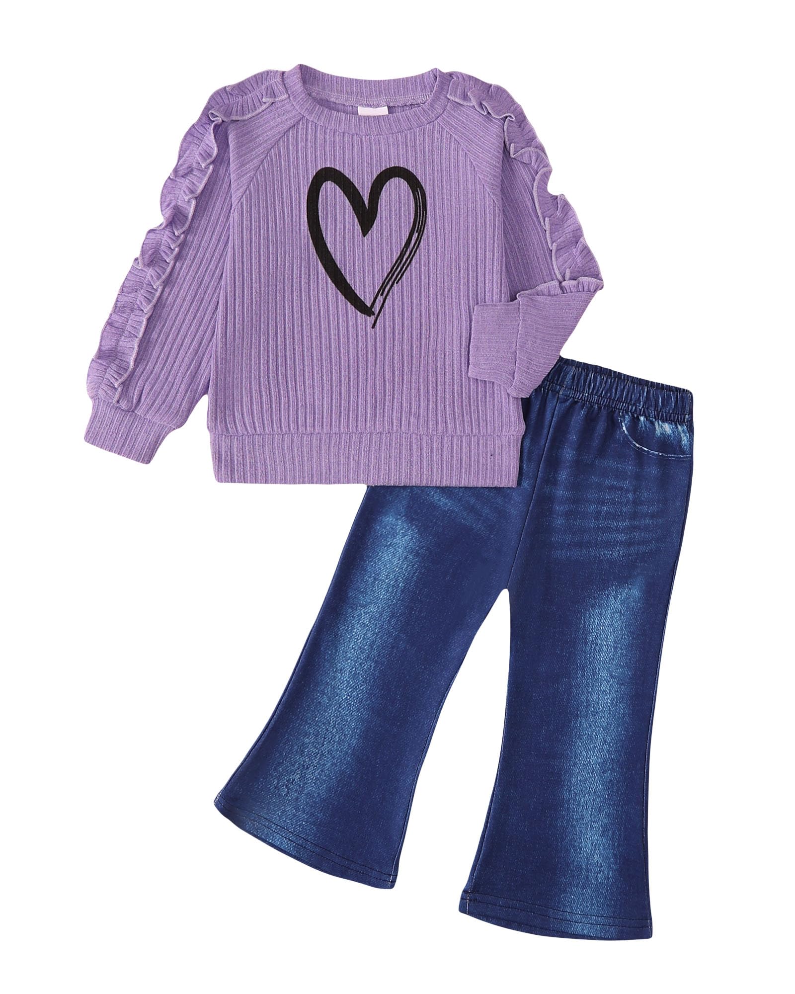 SODLON Baby Toddler Girl Clothes Sweatshirt Jeans Fall Winter Outfit 12M-5T