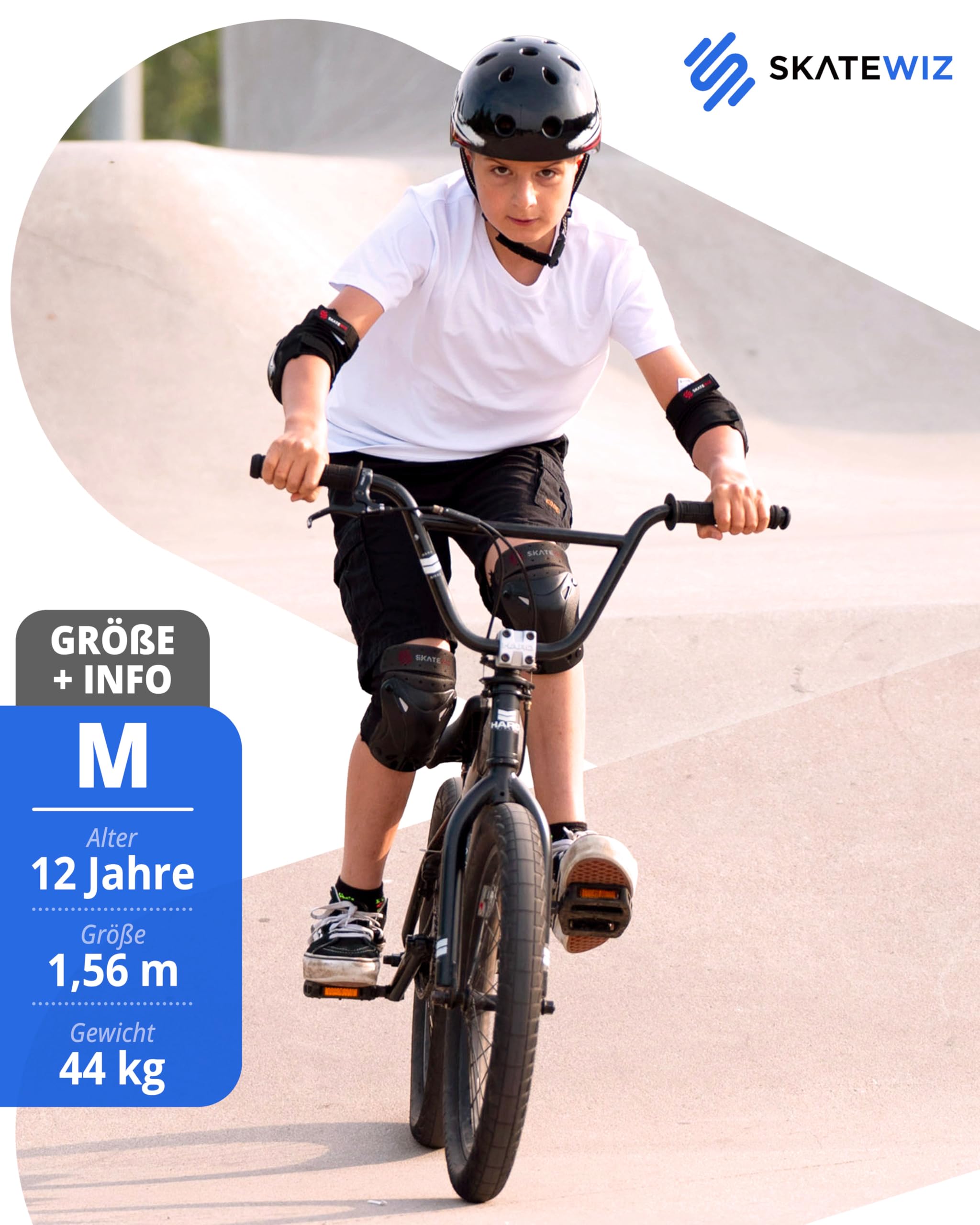 SKATEWIZ Protektorenset 6-teilig - entwickelt in Hamburg - Knie-, Ellenbogen- & Handgelenkschoner für Kinder & Erwachsene - mit Tasche - Protect-1