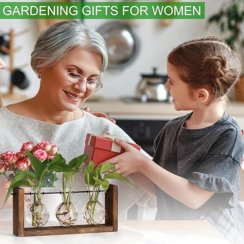 Miniatura 28 de YIBOT Estación de propagación de macetas para colgar en la pared, florero de cristal para plantas hidropónicas, terrario de plantas con soporte