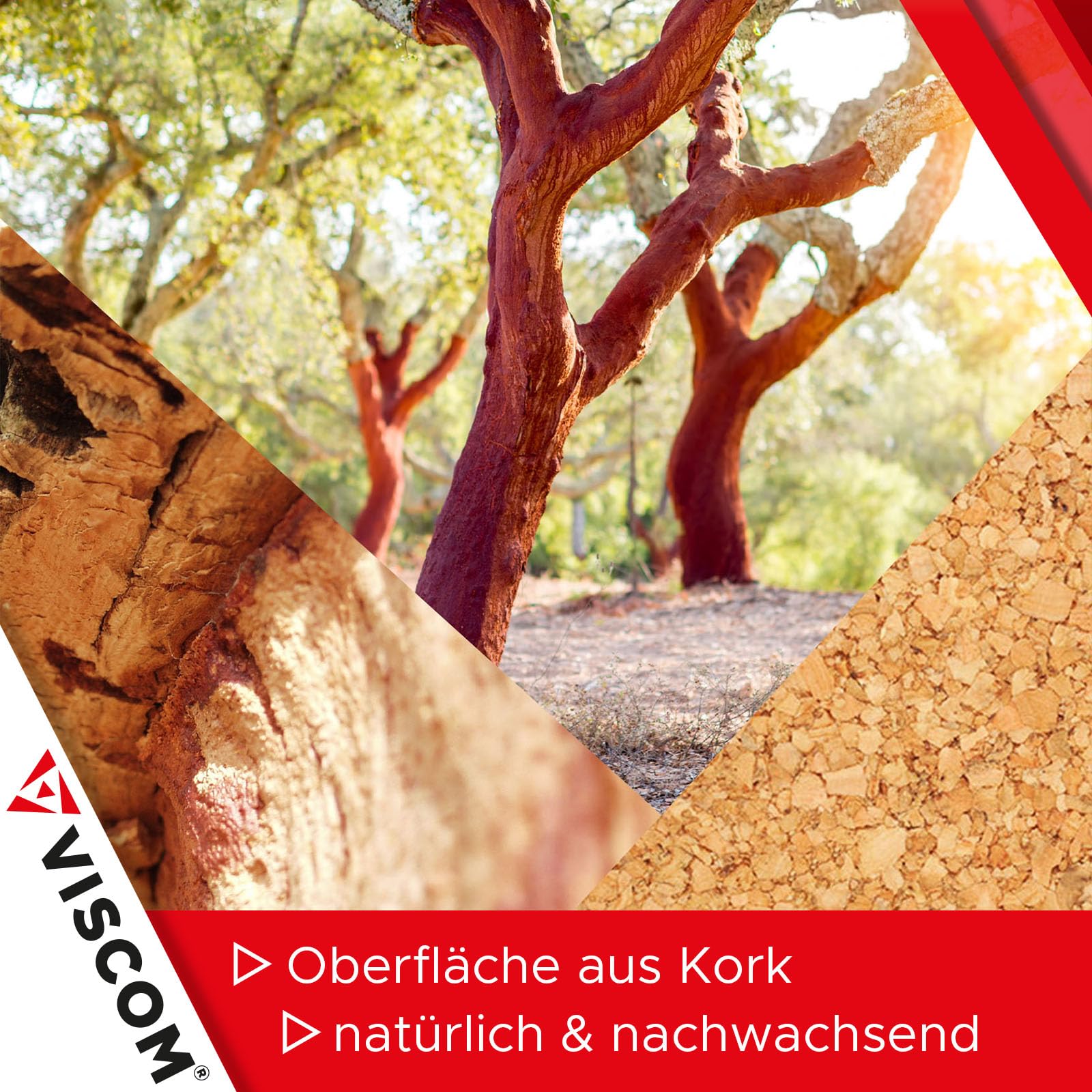 VISCOM Pinnwand CORKY - Korktafel mit Aluminium-Rahmen - 75x110cm | Memoboard für Notizen inklusive Ablage & Wandbefestigung - selbstheilender Naturkork - Board für Büro, Zuhause & Schule
