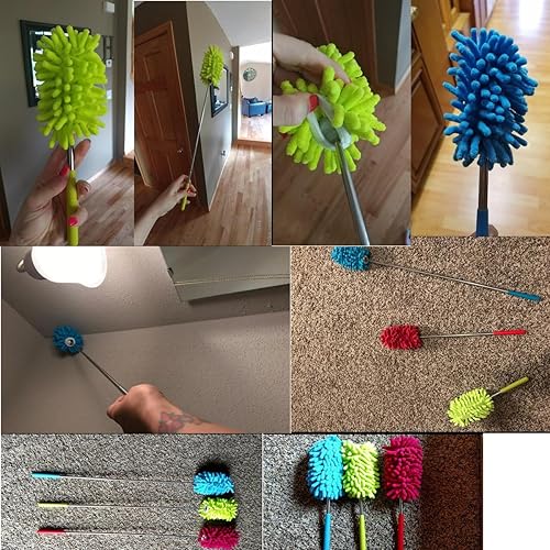 Miniatura 6 de M-jump cepillo para polvo extensible de microfibras, largo alcance con barra telescópica, 3 unidades