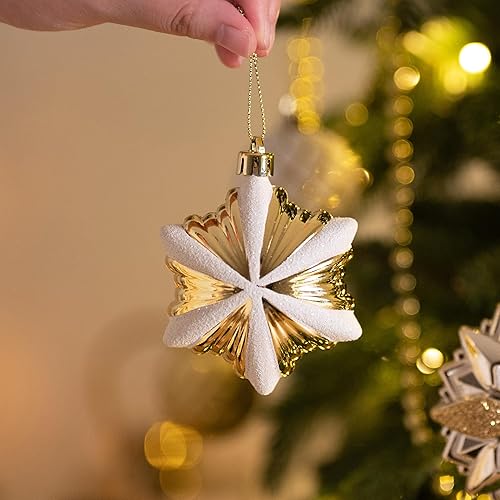 Miniatura 5 de Valery Madelyn Adornos para árboles de Navidad, 130 unidades, color blanco y dorado, irrompibles, elegantes adornos de bolas colgantes a granel para