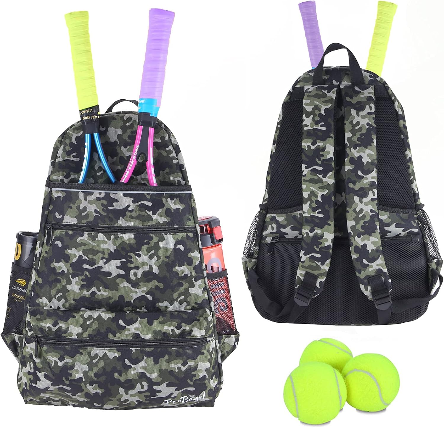 ProBagel Tennis Bag, Tennis Backpack for Women and Men with Upgraded Features to Hold 2 or 3 Tennis Rackets/Racquets, Waterproof Material, Multifunctional Sports Bag