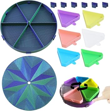 Diamond Painting Tray with Lid, 360 Rotation Diamond Art Storage Trays Kits for Adults, Bead Sorting Trays, Rhinestone Tray Organizer Accessories and Tools for 5D Diamonds DIY Crafts Blue Green