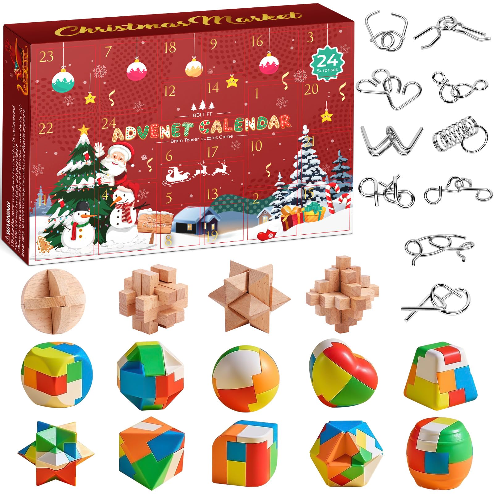 Calendario dell'Avvento 2025,24 Giochi di Pazienza per Bambini,Rompicapo Puzzle Calendario dell'Avvento,Giochi Puzzle per Bambini, Ragazzi, Ragazze