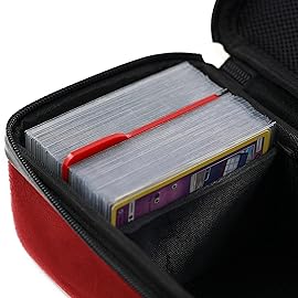 Quiver Time Red Bolt Card Carrying Case fits Pokemon Cards and other TCG Games - Storage Bag for Playing/Trading Cards and Deck Box (Straps, Dividers & 100 Apollo Card Sleeves)