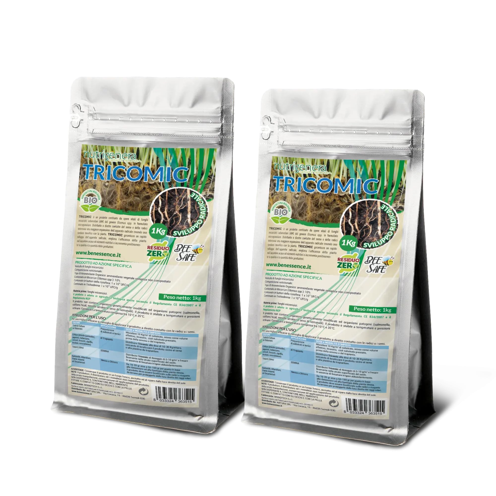 Nutrigenera - Tricomic - Inoculum champignons mycorhiziens : stimule l'expansion des racines - Protège contre les insectes nuisibles - 2 kg