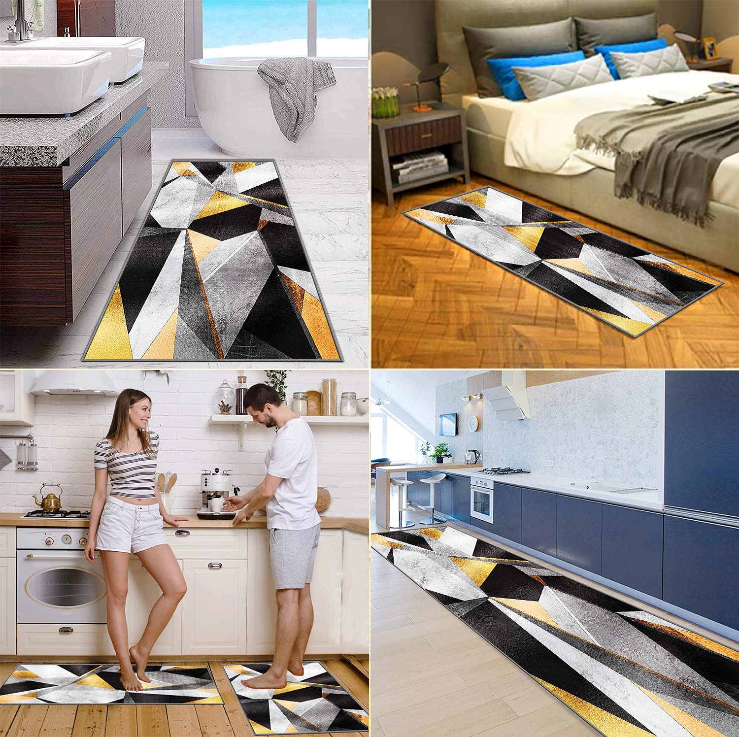 Tappeto Runner Corsia 120x480cm Tappeto Ingresso Esterno Antiscivolo Resistente all'olio Adatto per Cucina e Bagno