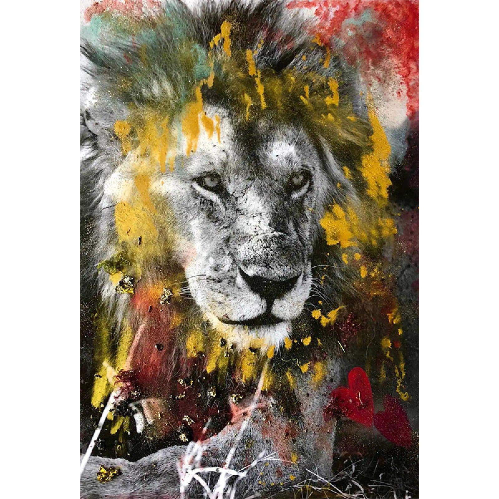 Amazon.co.jp: 抽象的なカラフルなライオンキャンバス絵画アート