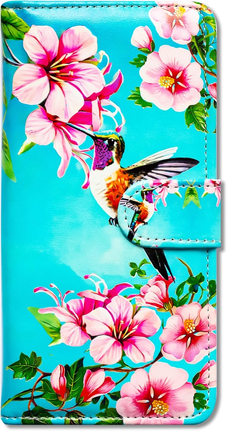 Case for iPhone 16 with RFID Blocking,Hummingbird Flowers Blue Leather Flip Phone Case Wallet Cover with Card Slot Holder Kickstand for Apple iPhone 16 - Image 7