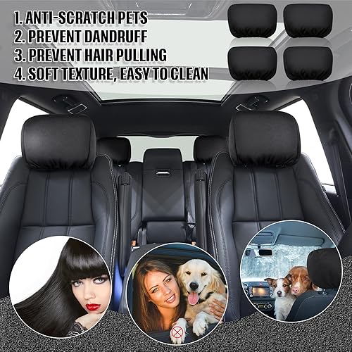 Miniatura 3 de Tallew Paquete de 8 fundas universales para reposacabezas de automóvil, protector para reposacabezas de asiento de automóvil, decoración interior de
