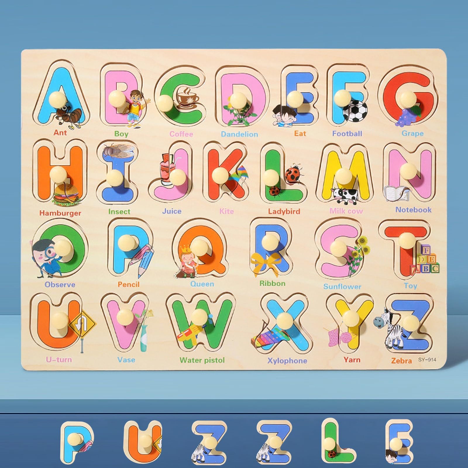 Alphabet Wooden Jigsaw Puzzles for Kids 3+ Year Olds | Educational Toddler Jigsaws for Girls Boys Gifts (Capital Letters)