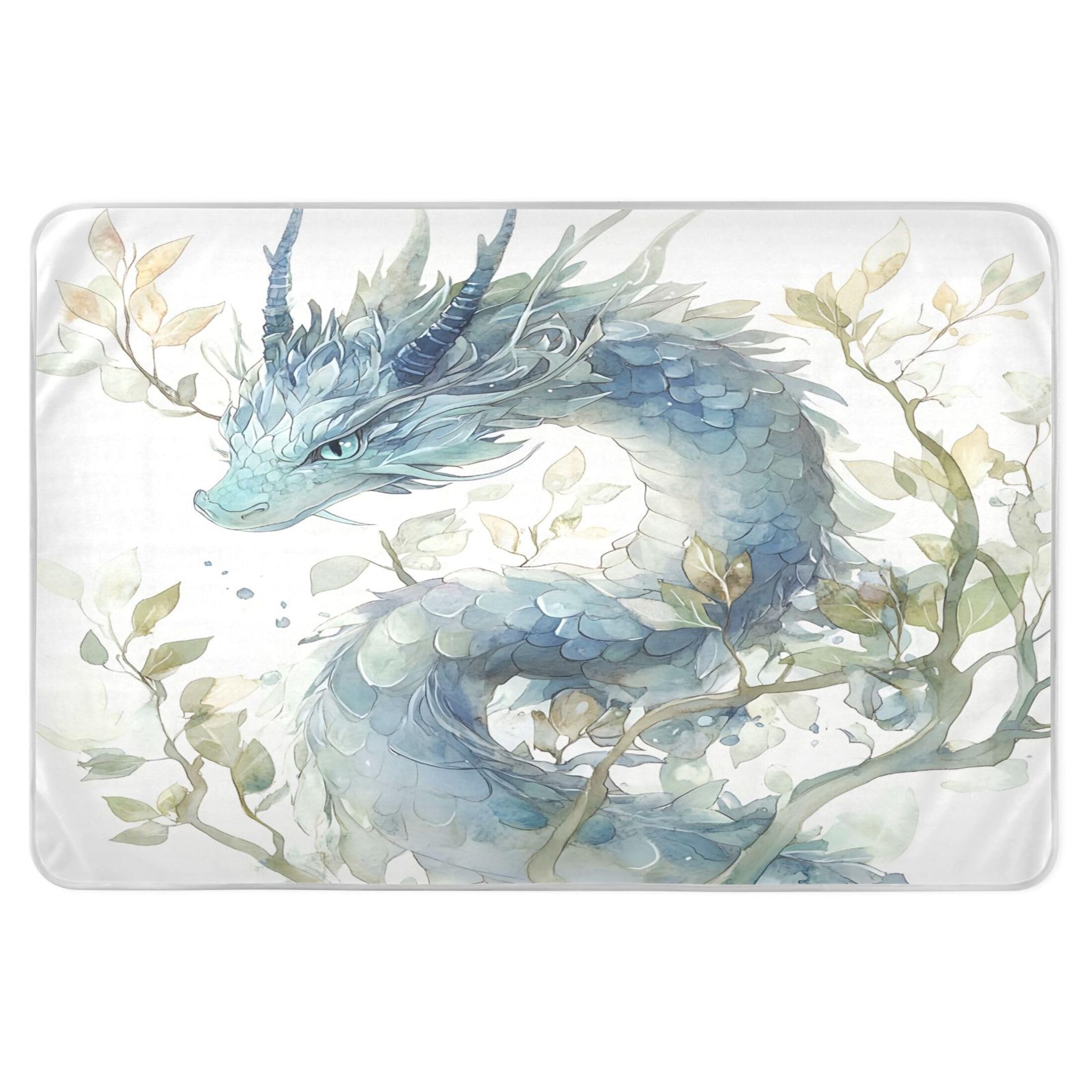 Takiito Blue Green Dragon Foliage Bed Pad Reusable Bed Underpad Washable Waterproof Leak-Proof Quick Dry Incontinence Pee Pad for Toddlers Kids Adults Pets 34x52 in