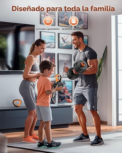 Miniatura 7 de FEIERDUN Mancuernas ajustables, juego de pesas libres de 20/30/40/45/70/90 libras con conector, juego de mancuernas 5 en 1 que se utiliza como