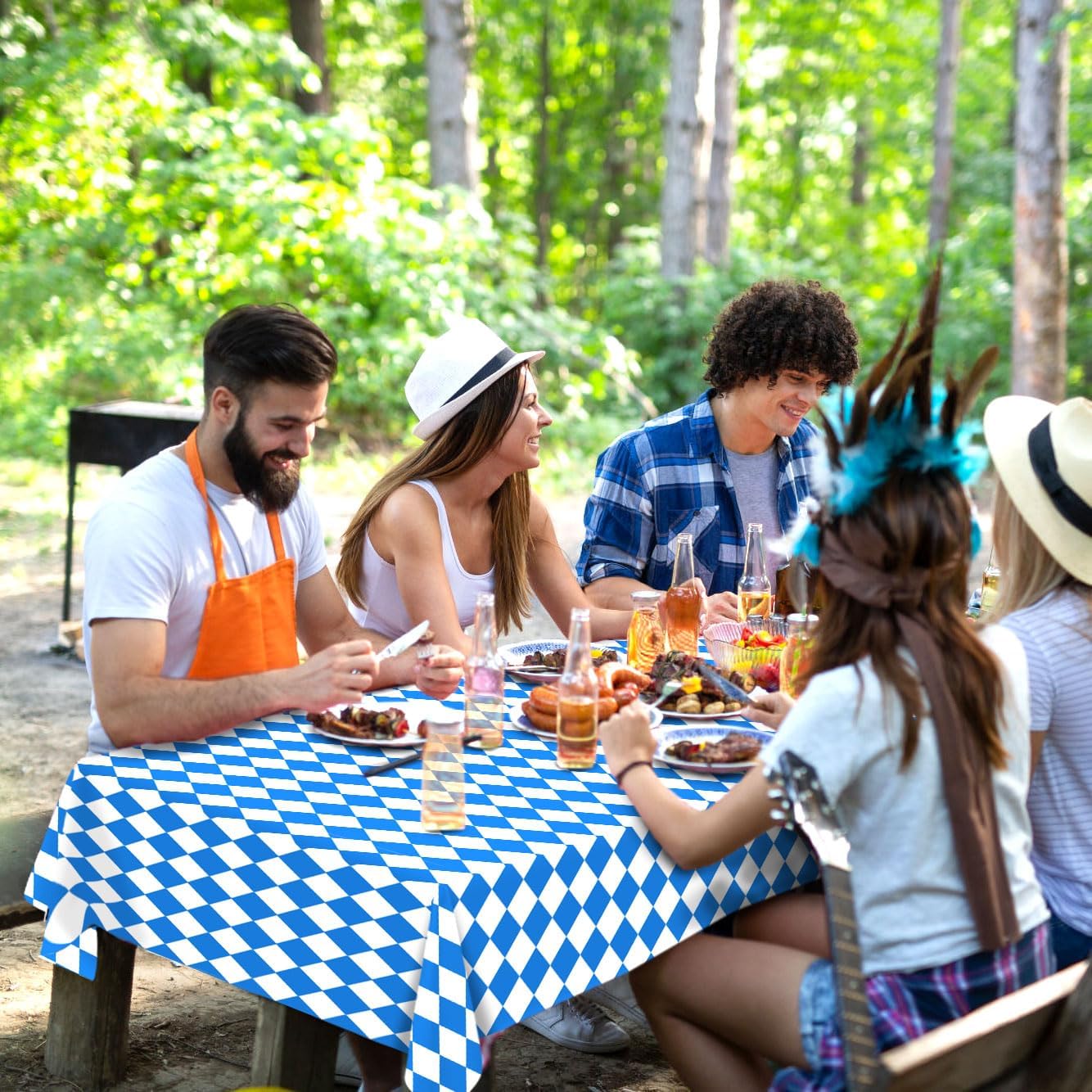 Oktoberfest Tablecloth Bavarian German Beer Festival Holiday Decoration Disposable Plastic Table Cloth Waterproof Table Cover Picnic Dining Kitchen Decor 54 x108 Inch -Pack of 3 image 5