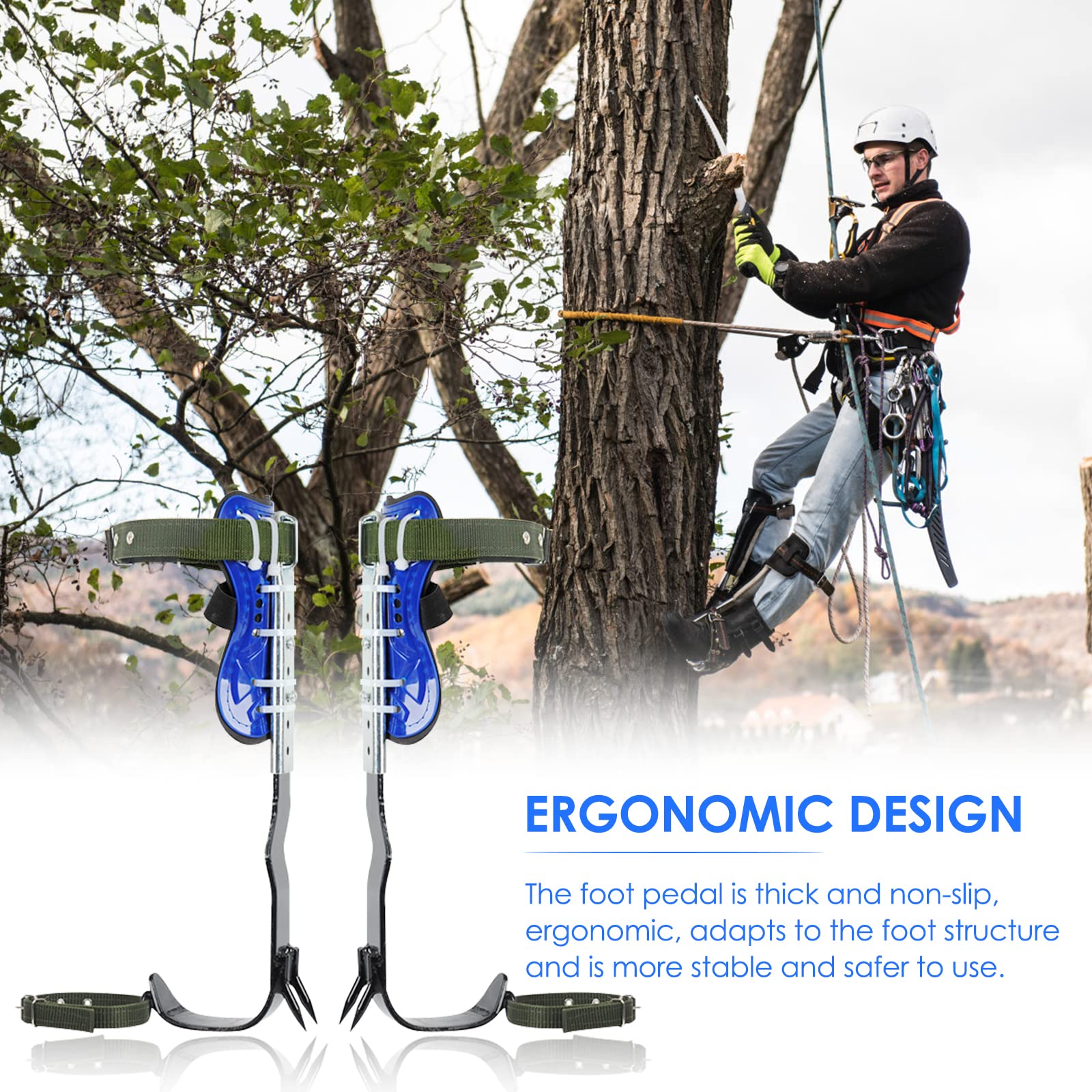 Ensemble professionnel de crampons d'escalade dans les arbres avec harnais de sécurité complet à 5 points, équipement d'escalade amélioré pour la cueillette des fruits et le sauvetage