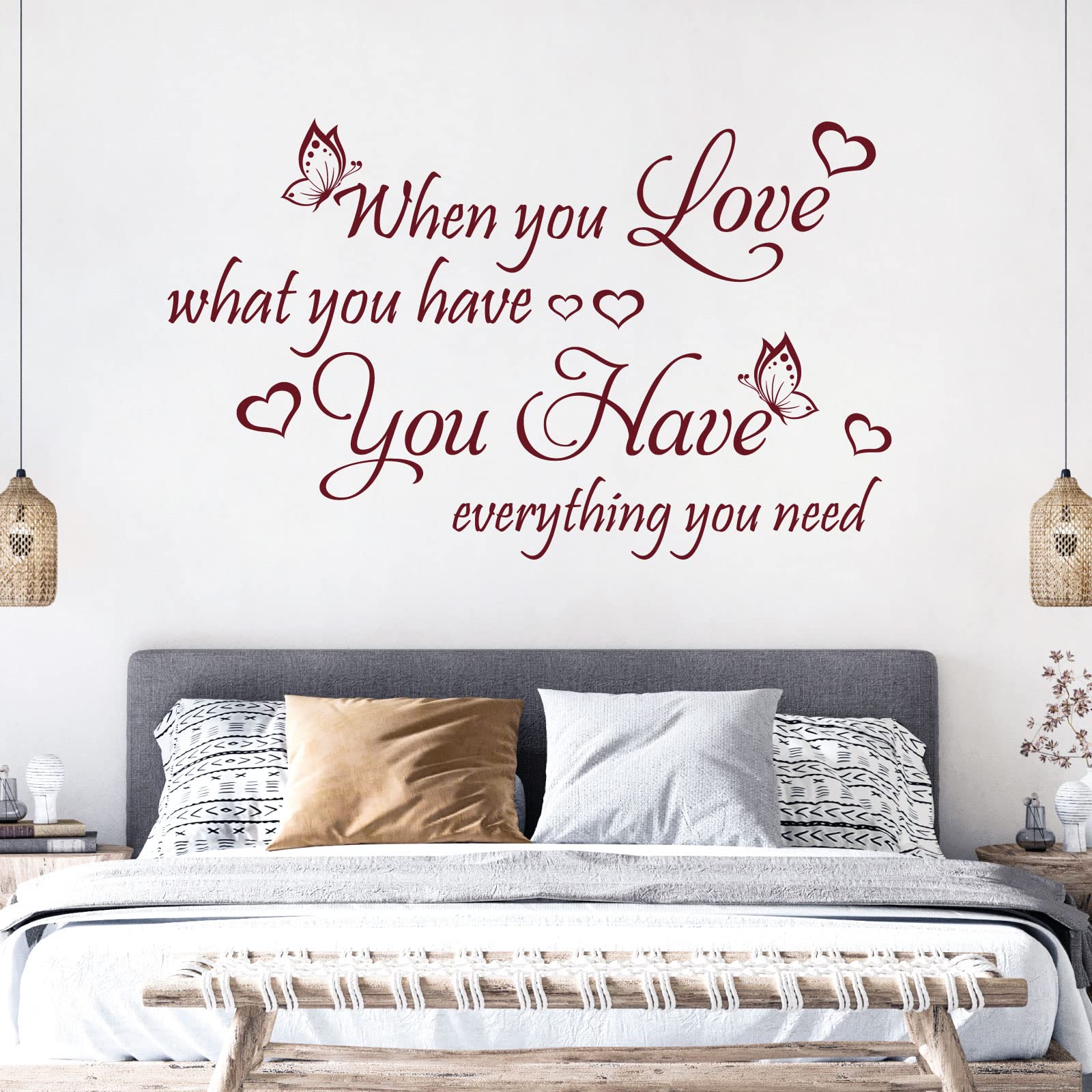When You Love What You Have, You Have Everything ... - Quote Decal Wall Sticker [XLarge] [Burgundy]