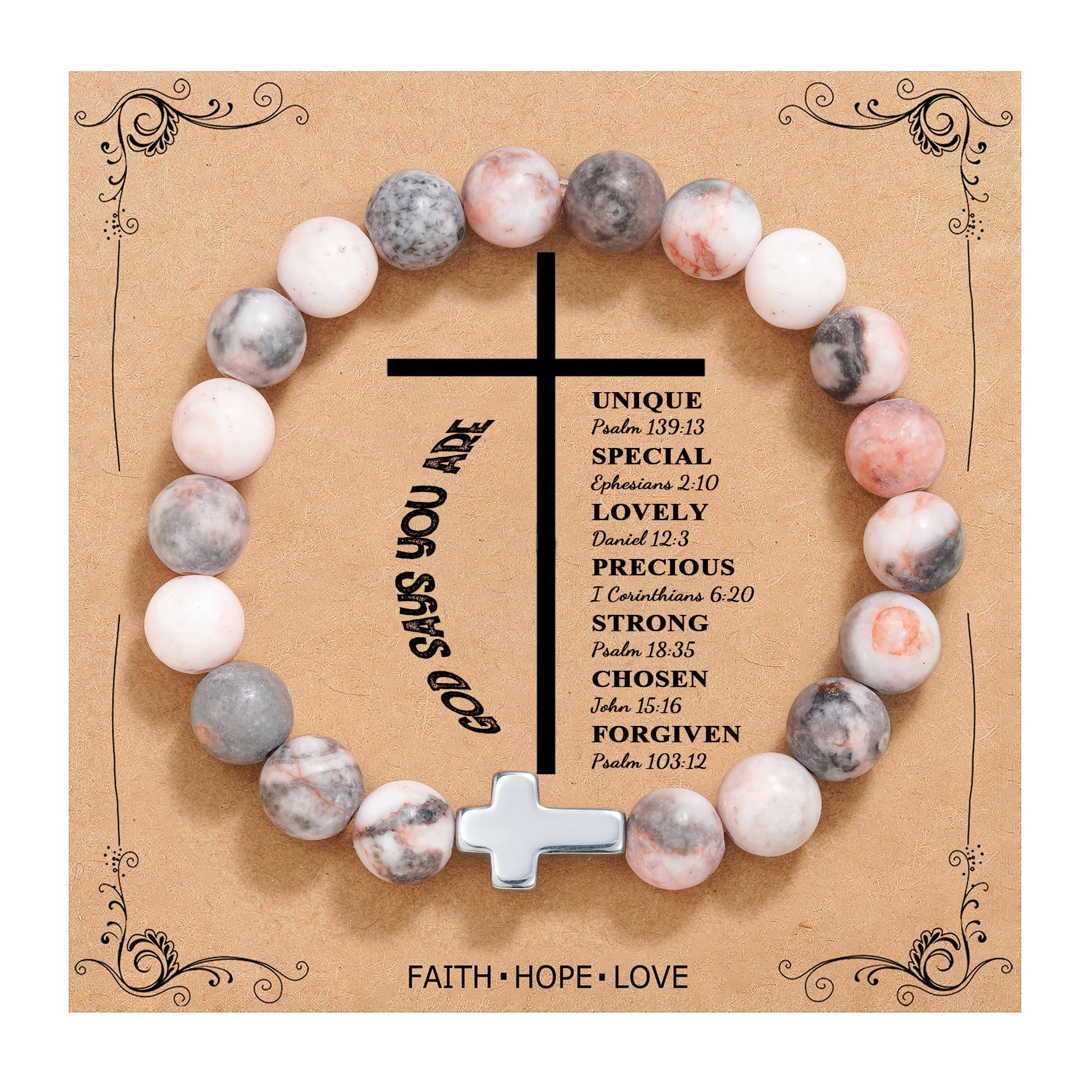 QWNHONEY Christian Gifts for Women Cross Beads Bracelet Catholic Religious Mothers Day Birthday Christmas Gifts for Women Mother Daughter Sister Girlfriend Grandma Wife