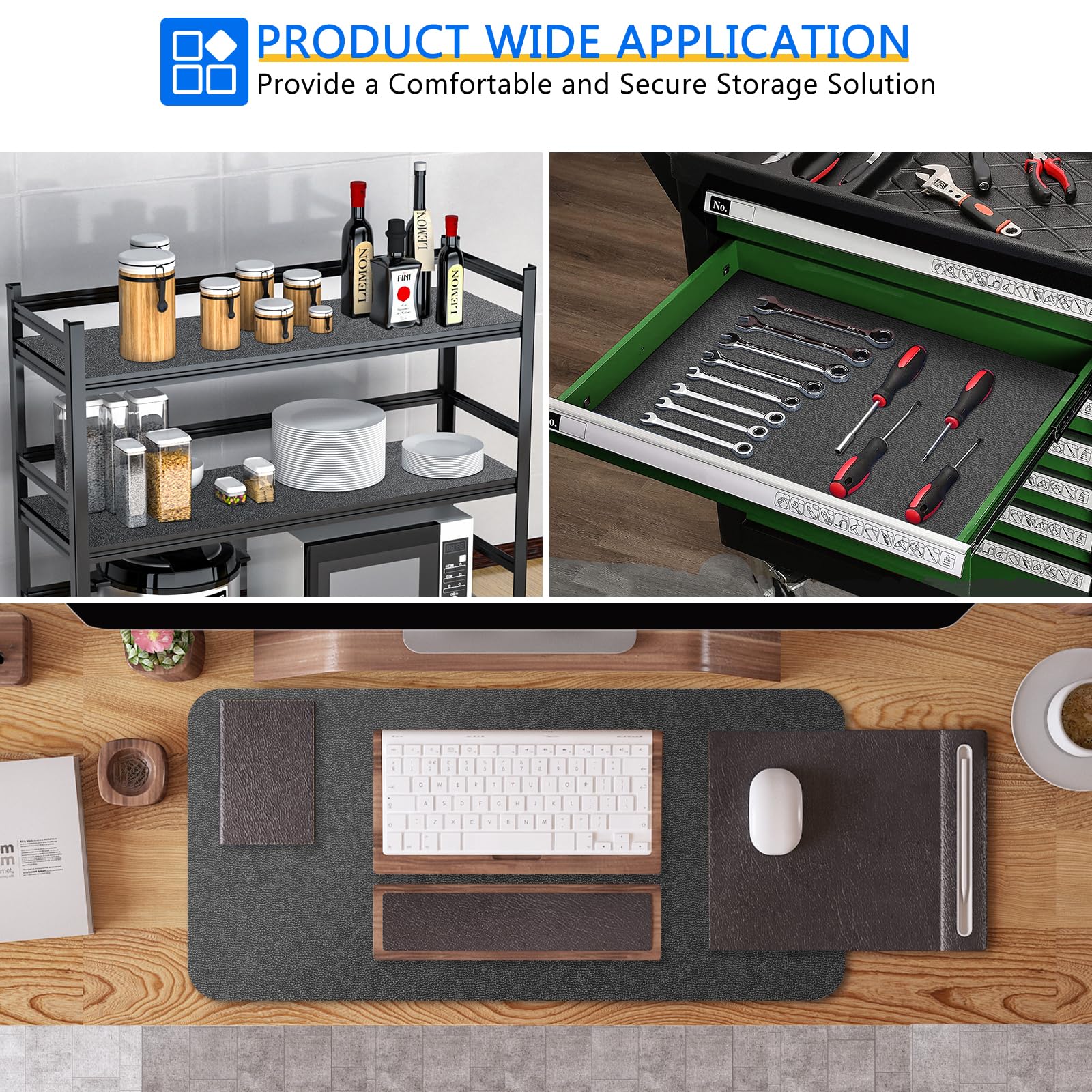 WochiTV Shelf Liner for Cabinets, Drawer Non Adhesive Non Slip Foam Mat for Kitchen, Pantry, Bathroom, Cupboard, Garage, Closet, Shelves, Drawer, Tool Box, Gray 11.8 x 59 inches