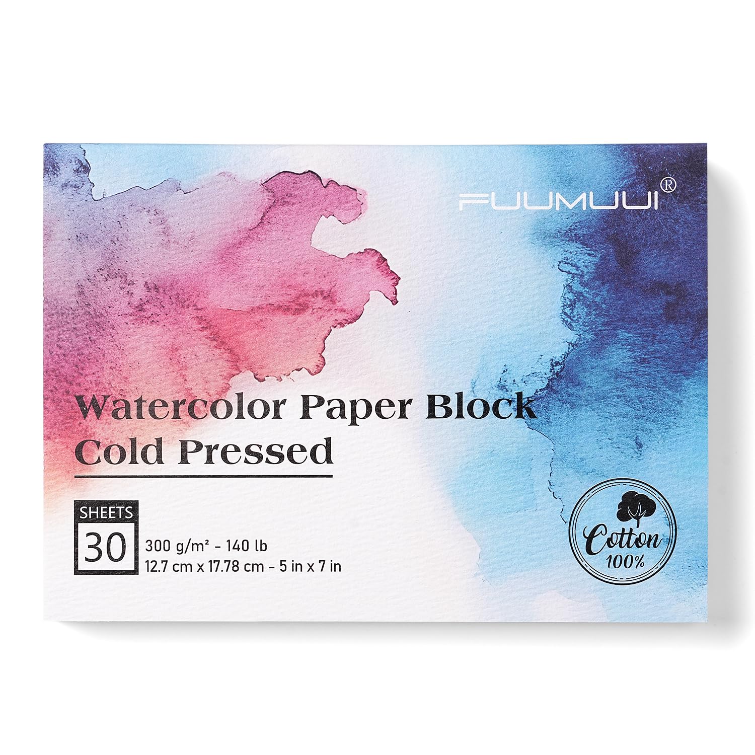 Watercolor Paper Block 5x7 Inch, Fuumuui 100% Cotton Watercolor Paper Pad of 30 Sheets, 1…