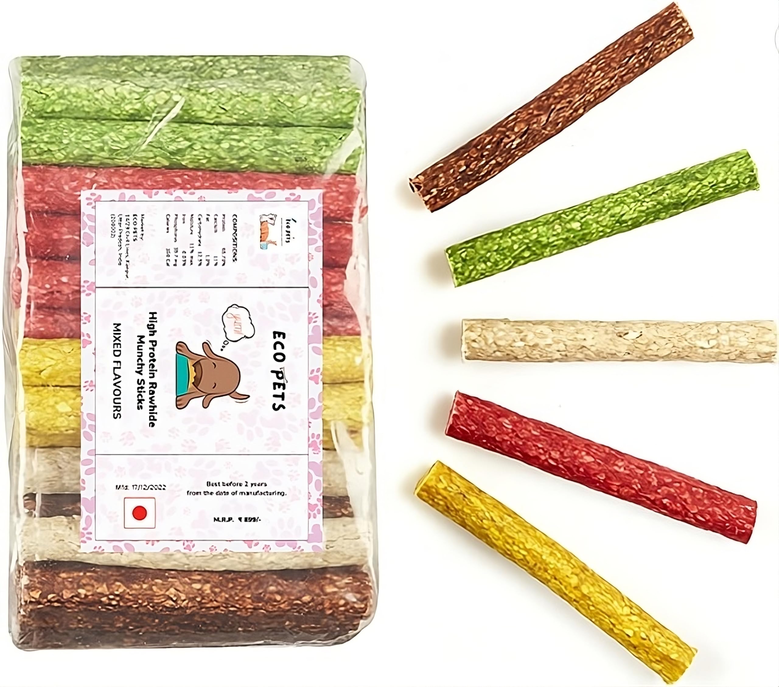 ECO PETS Chew Sticks for Dog | Dog Chew Sticks, Munchie Sticks Mix Flavors Chew Sticks Treat Snacks for All Breed Dogs (Chicken, Mutton,Natural & Mint Pack of 2 Kg) (B0BZ8VSRFK) Amazon Price History, Amazon Price Tracker
