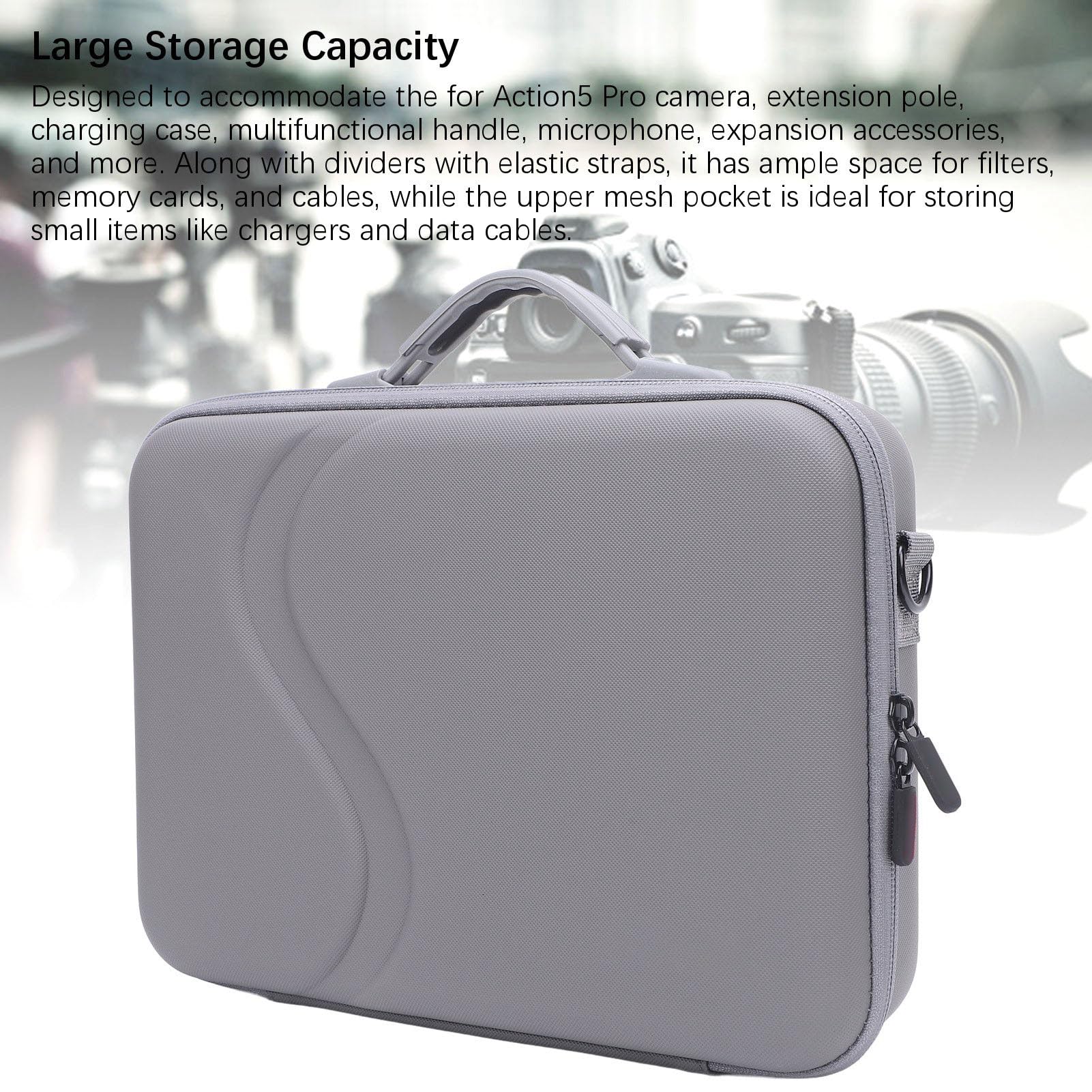 Fabater Borsa Portatile per Action Camera, Custodia in PU di Alta qualità per Microfono con Supporto Action 5pro
