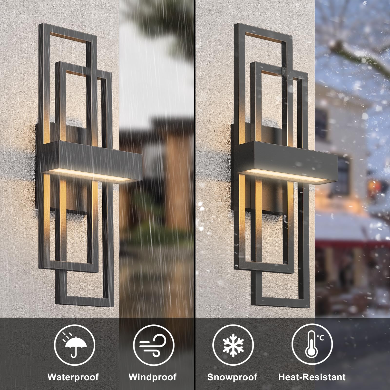 Snapklik.com : 20" LED Wall Sconce, Modern Black Porch Light, Dimmable